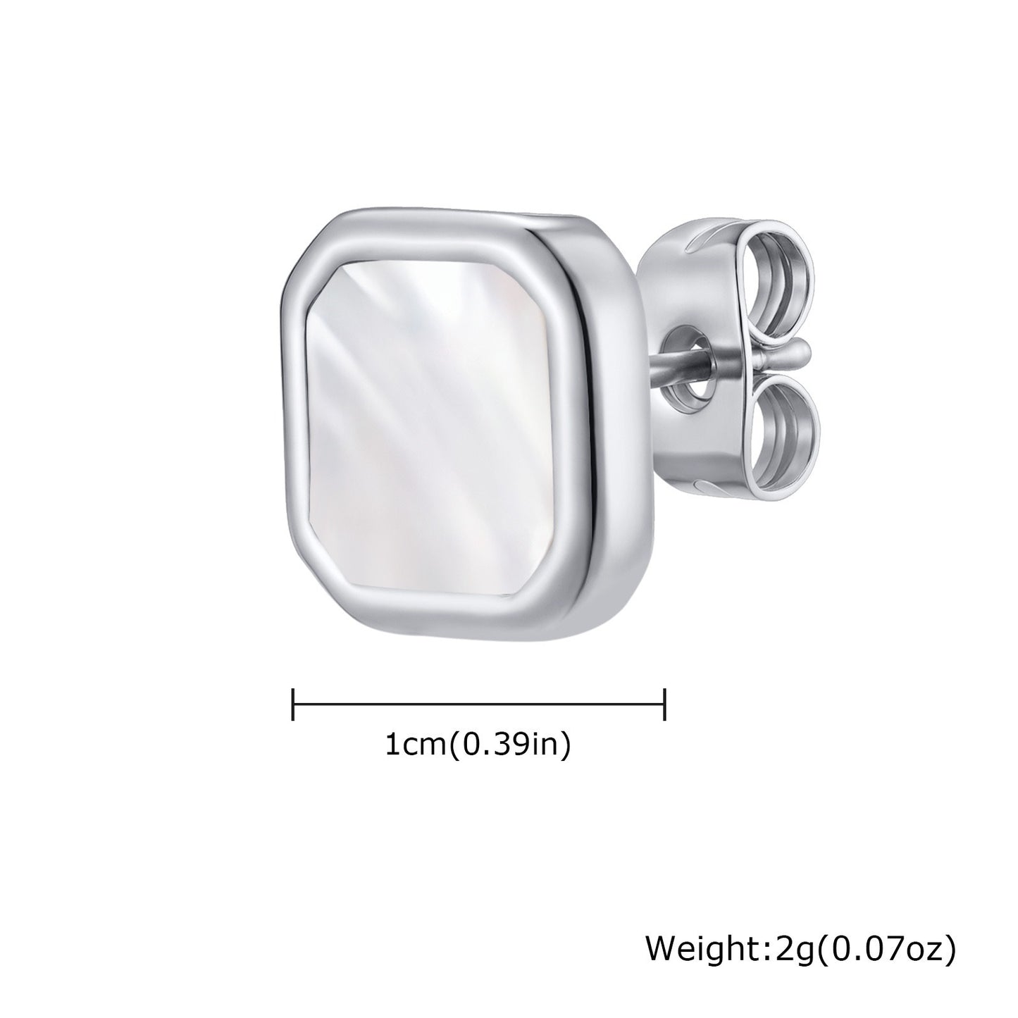 Kemstone Stainless Steel Square Stud Earrings – Shell, Tiger’s Eye, Malachite, Turquoise  for Men & Women ES-728