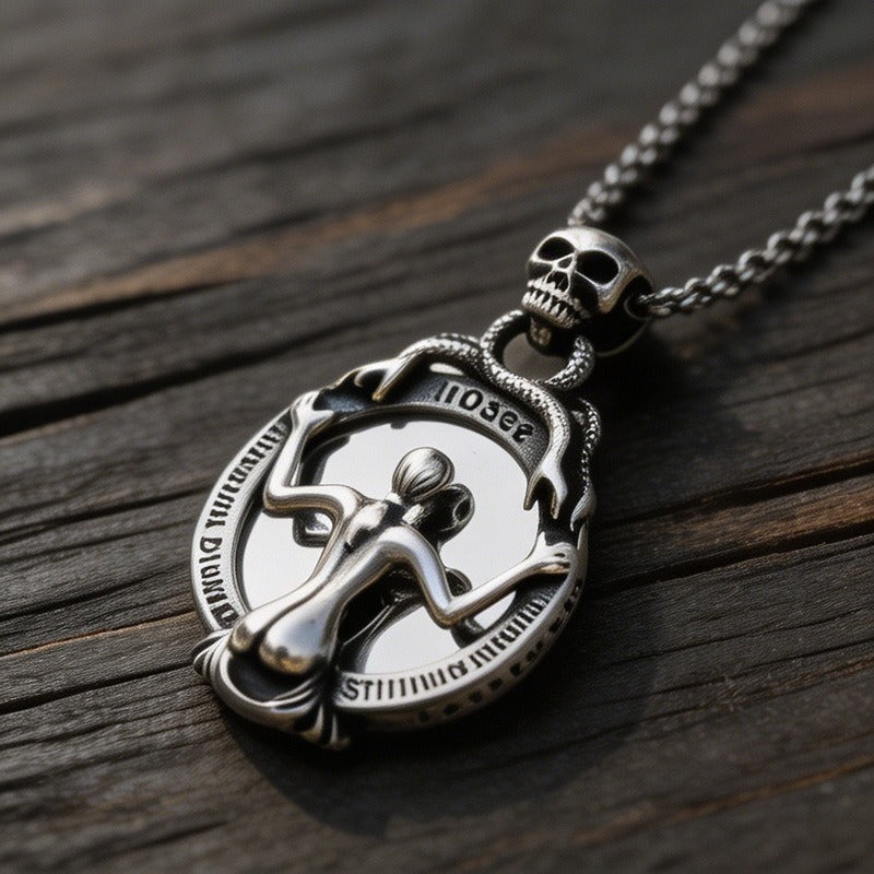 Kemstone Stainless Steel Dragonfly Winged Figure Pendant Necklace for Men Gothic K-PT668