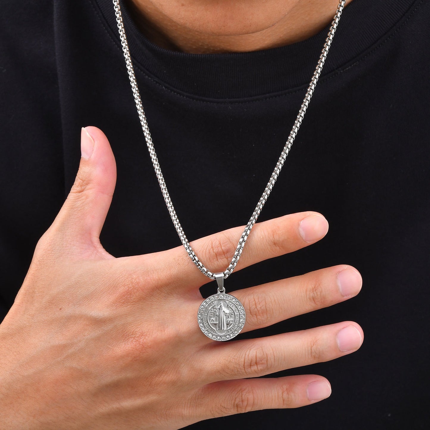 Kemstone Figure Relief Medallion Necklace for Men Stainless Steel Vintage PN-2426