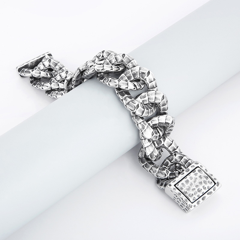 Kemstone Snake Chain Bracelet for Men Titanium Steel Snake Scale Link Design KB165138-KJX