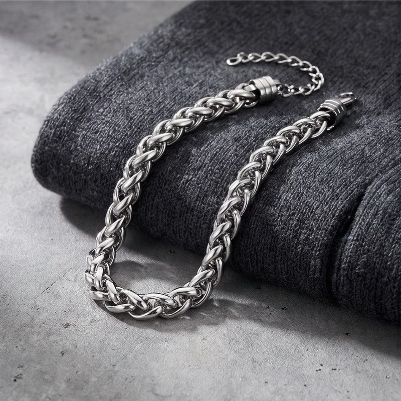 Kemstone Woven Chain Bracelet for Men Titanium Steel Adjustable 8MM KB214671-KFC