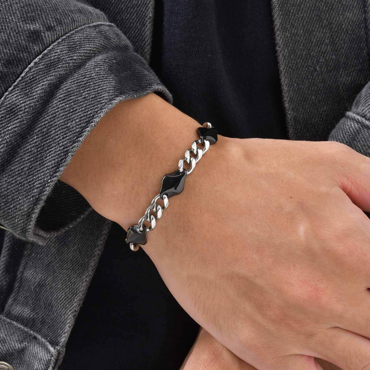 Kemstone Stainless Steel Twisted Link Bracelet for Men BR-2799