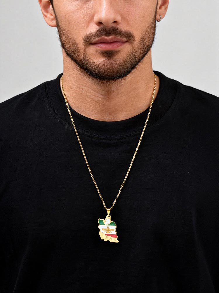 Kemstone Stainless Steel Iran Map Pendant Necklace for Men Women Gold Silver PN-2345 PN-2345