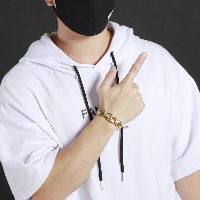 Kemstone Dragonbone Gold-plated Titanium Steel Bracelet for Men K-R1345