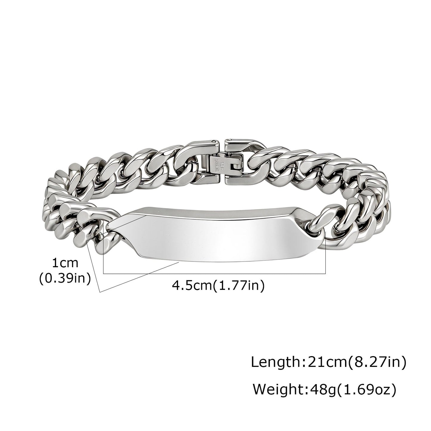 Kemstone Stainless Steel Cuban Chain Curved Plate Bracelet Men Retro Punk Hip Hop BR-2796