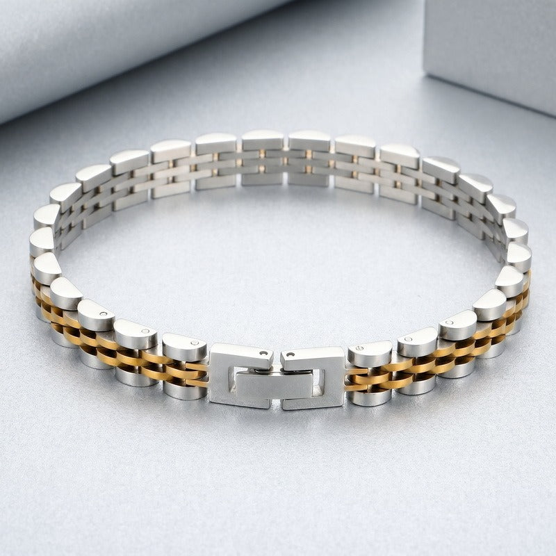 Kemstone Titanium Steel Link Bracelet for Men Two Tone Watch Band Style KB215164-KL