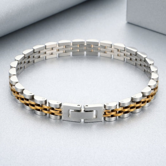 Kemstone Titanium Steel Link Bracelet for Men Two Tone Watch Band Style KB215164-KL