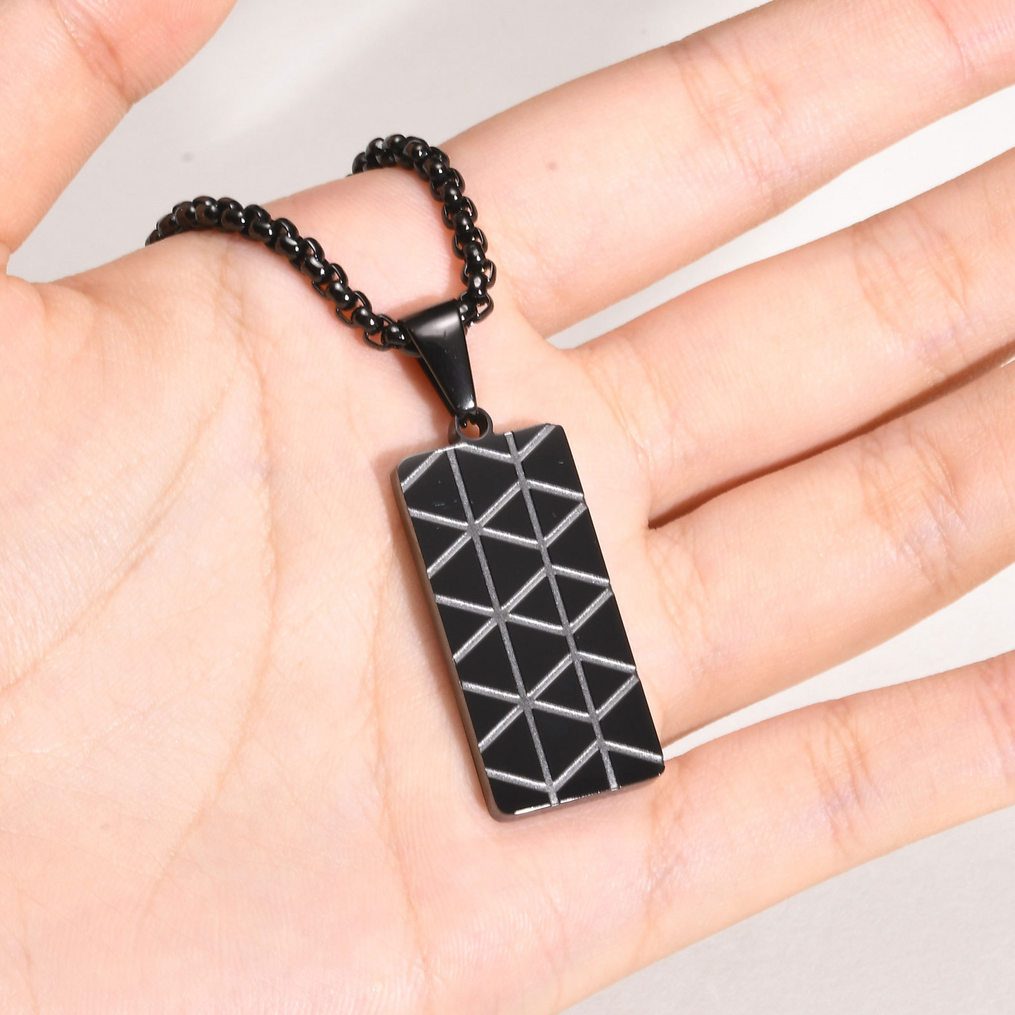 Kemstone Stainless Steel Rectangular Pendant Necklace for Men PN-2077