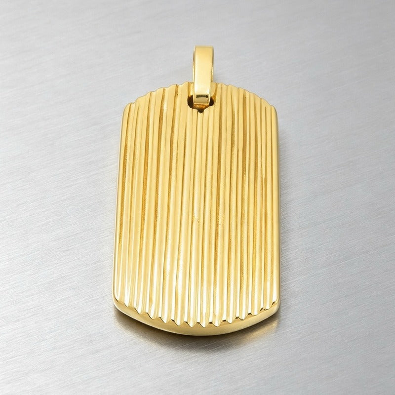 Kemston Stainless Steel Textured Tag Pendant Necklace for Men Minimalist KP118338-KJX