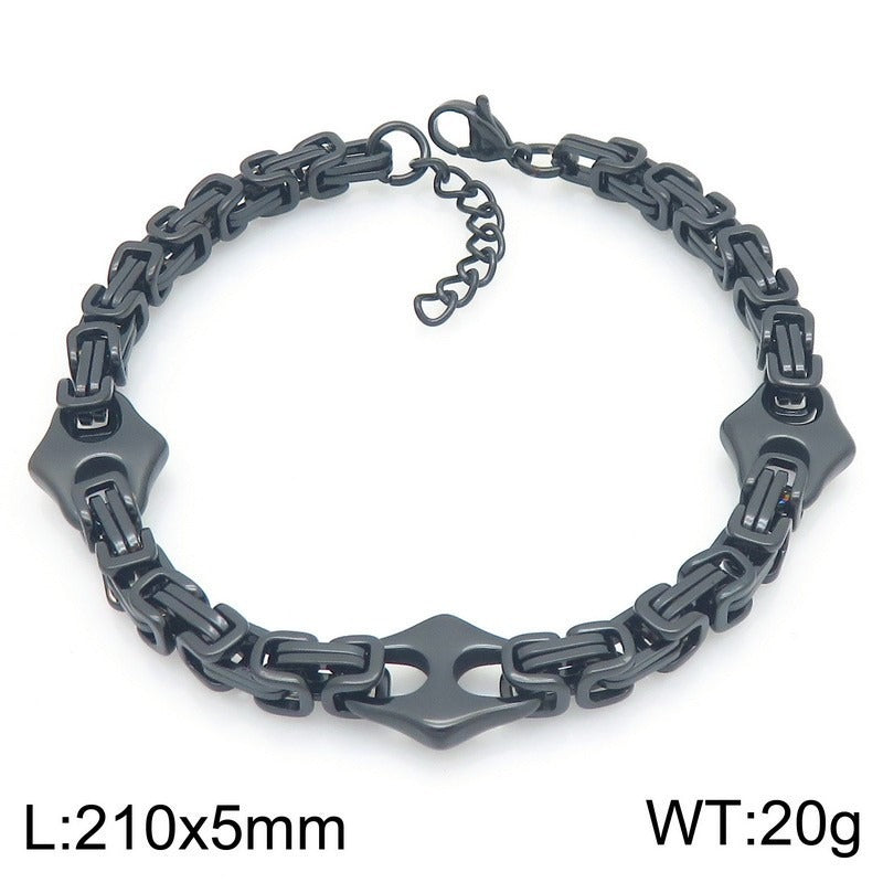 Kemstone Byzantine Chain Bracelet for Men – Titanium Steel Imperial Link KB209968-ZCG