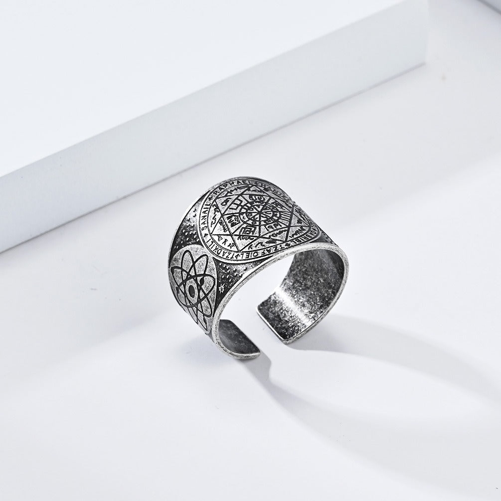 Kemstone Stainless Steel Vintage Adjustable Ring – Men’s Statement Band K-R7800