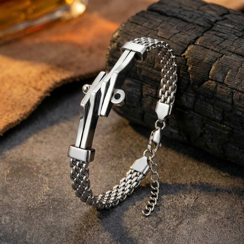 Kemstone Titanium Steel Cuban Link Bracelet for Men Curved Plate Mesh Chain KB213327-KFC