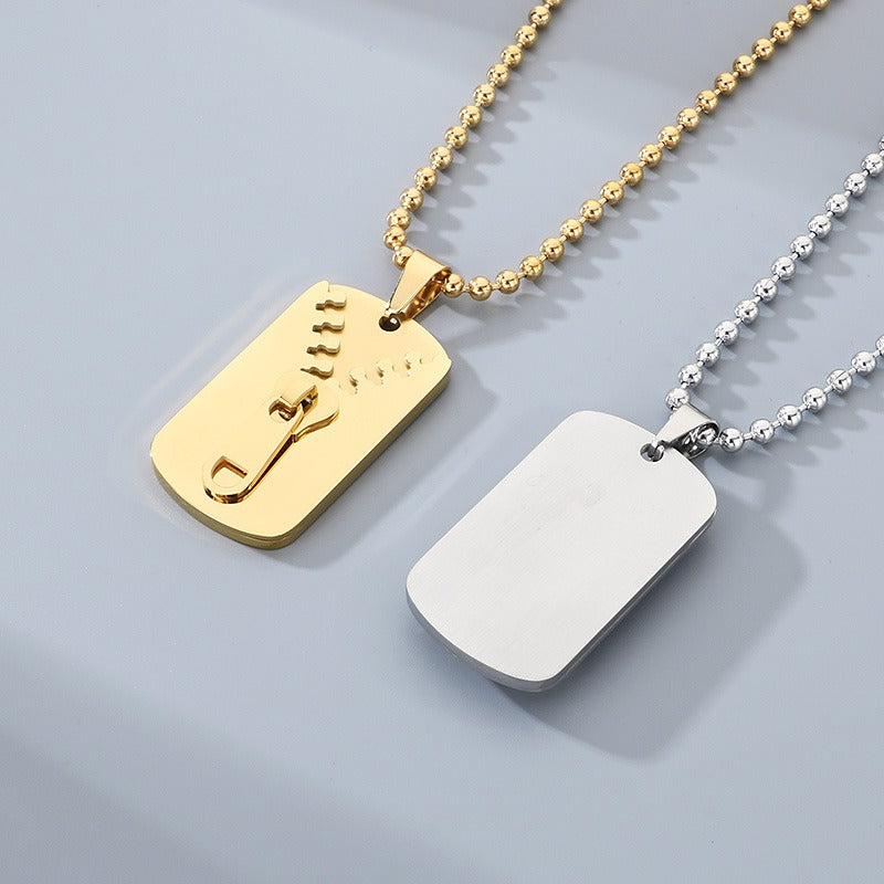 Kemstone Titanium Steel Zipper Tag Pendant Necklace for Men Women KN301415-KFC