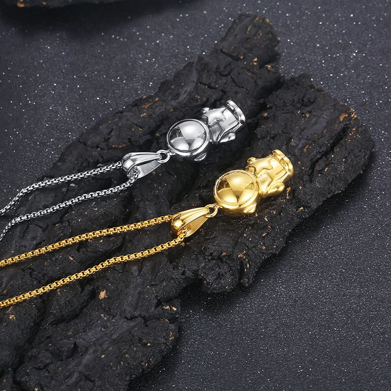 Kemstone Astronaut Titanium Steel Pendant Necklace for Men – Hip Hop Space Figure KP119297-KJX