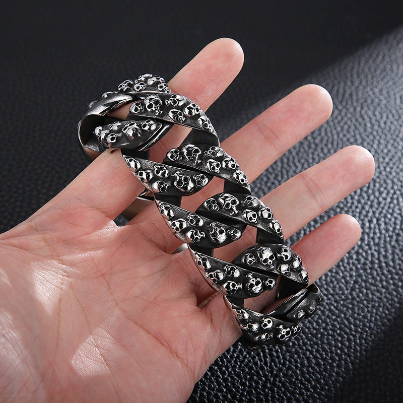 Kemstone Titanium Steel Skull Chain Bracelet for Men Punk Style KB149862-KJX