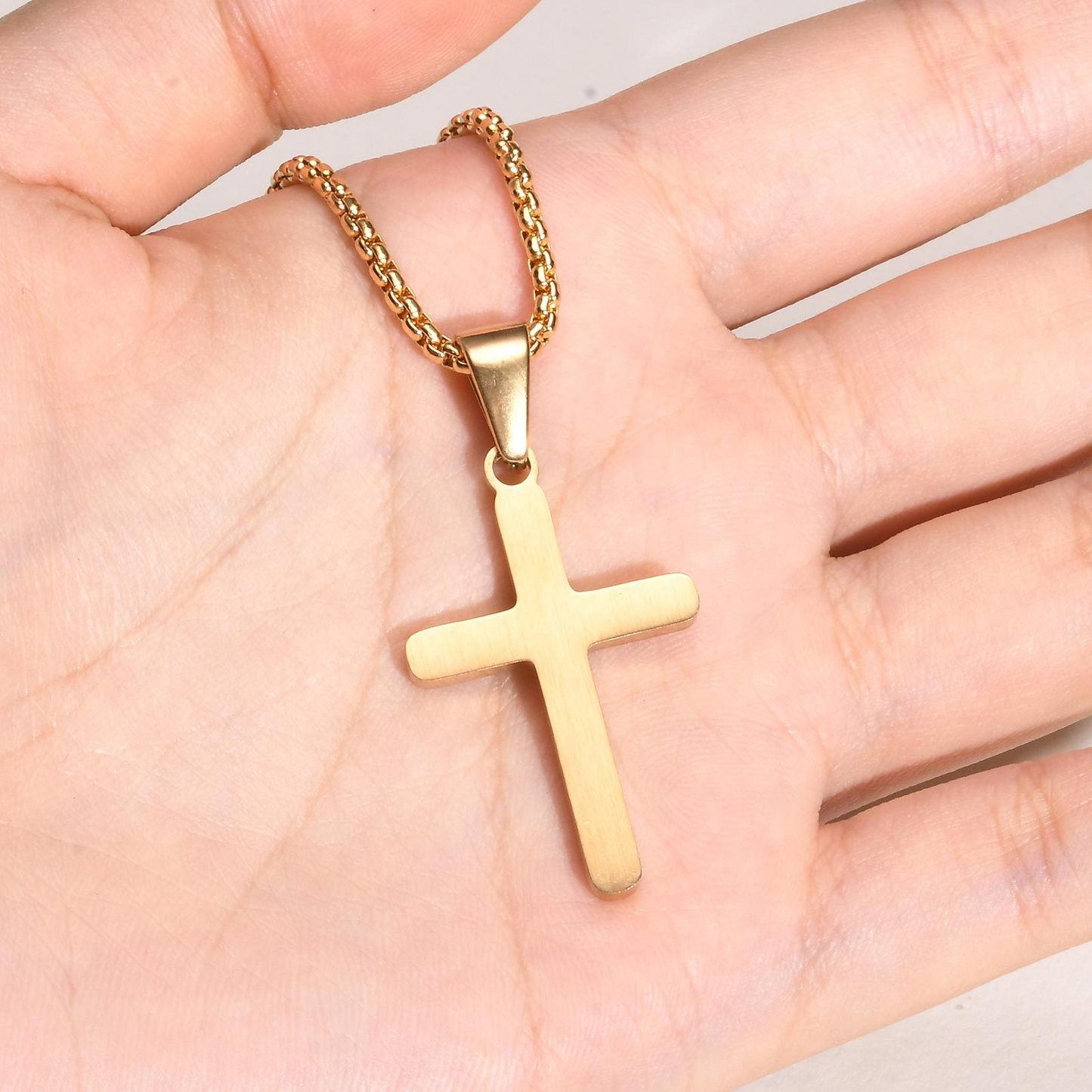 Kemstone Stainless Steel Brushed Cross Necklace for Men – Silver Gold Black PN-2078