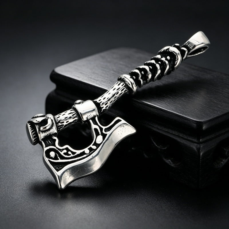 Kemston Stainless Steel Viking Axe Pendant Necklace for Men Gothic KP118608-LU