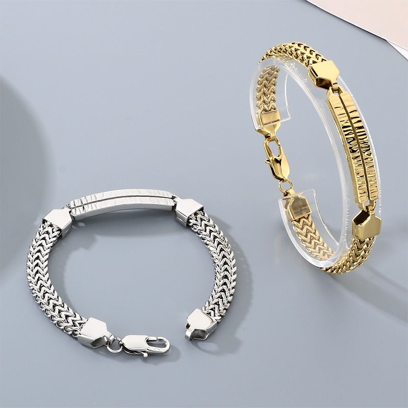 Kemstone Titanium Steel Dragonbone Chain Bracelet for Men – Vintage Bar Clasp Design K-B211234-KFC