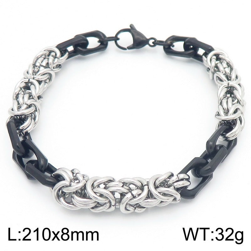 Kemston Braided Bracelet for Men Titanium Steel Handmade Chain Hip Hop Wristband KB186475-Z