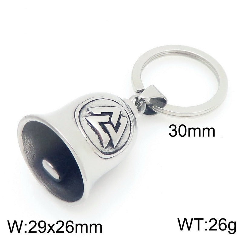 Kemstone Viking Compass Bell Keychain – Titanium Steel Rune Pendant KY1483-K