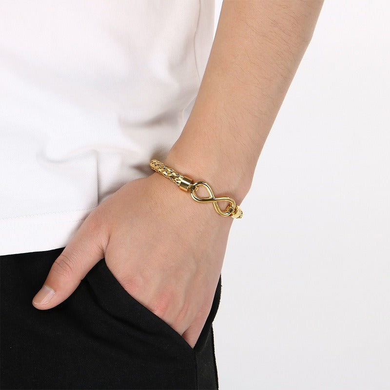 Kemstone Infinity Bracelet for Men Titanium Steel Braided Chain Gold Silver KB212143-KFC
