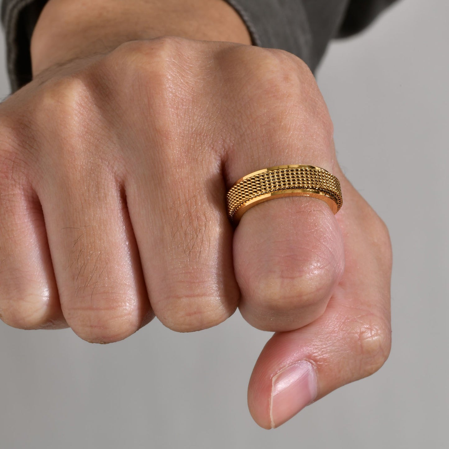 Stainless Steel Spinner Ring for Men – Chain Mesh Design | Fidget Band Ring R-664