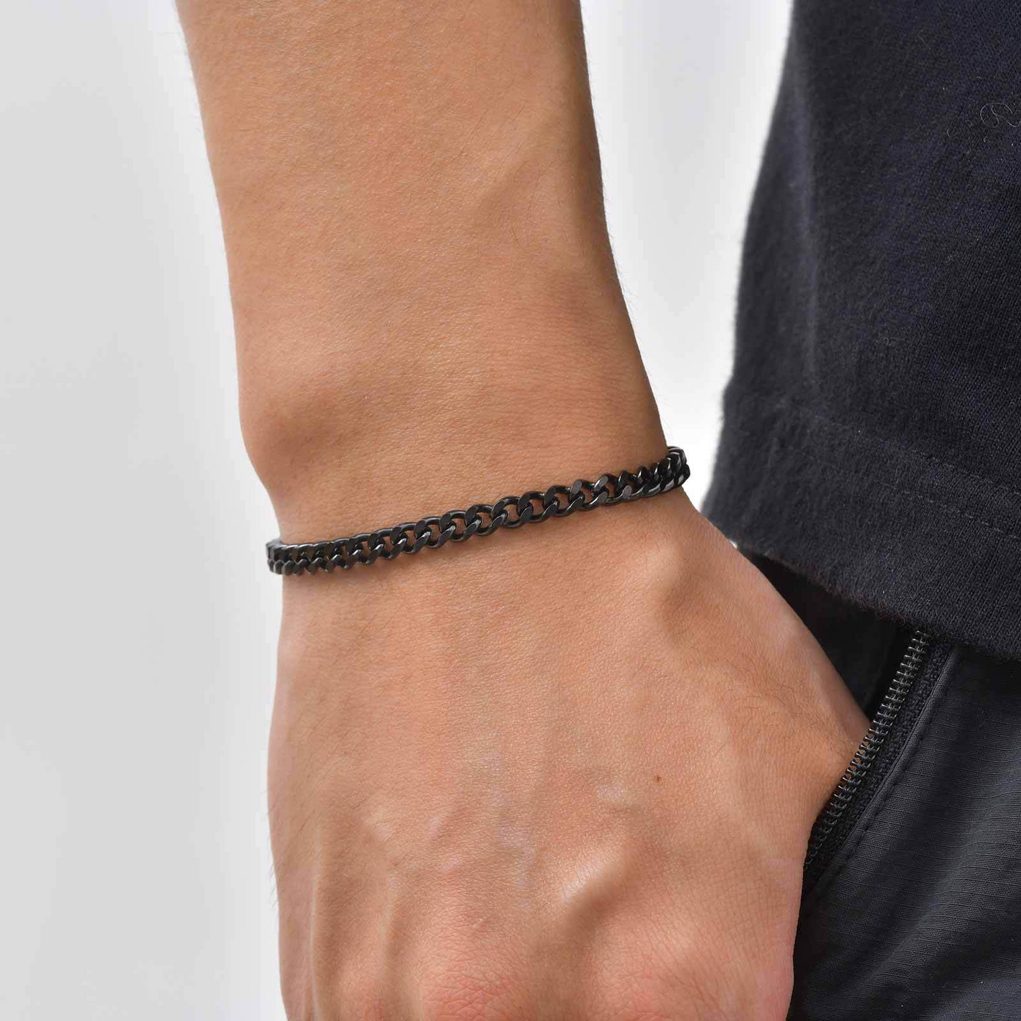 Kemstone Stainless Steel ID Curb Chain Bracelet for Men BR-3074