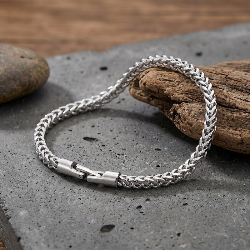 Kemstone Titanium Steel Braided Chain Bracelet for Men Textured Woven Link KB214403-KFC
