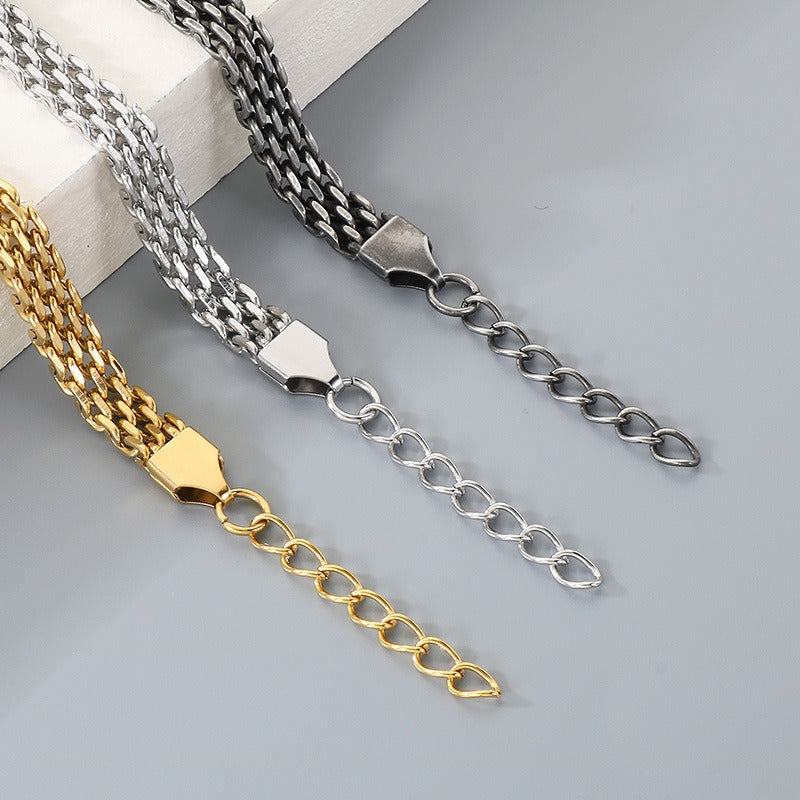 Kemstone Link Clasp Bracelet for Men Women Titanium Steel Flat Mesh Chain KB212801-KFC