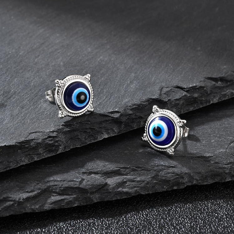 Kemstone Stainless Steel blue eye Stud Earrings for Men & Women ES-797