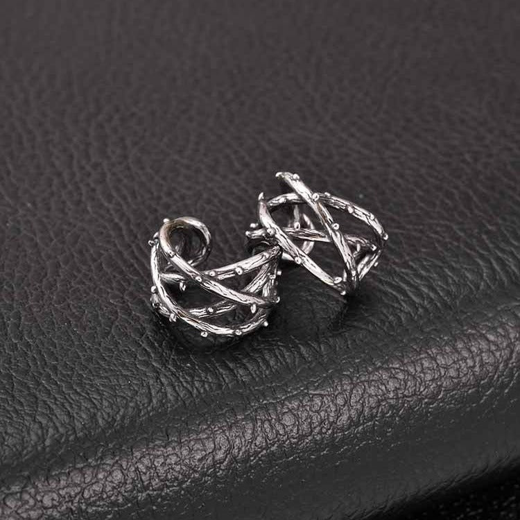 Kemstone Stainless Steel Thorn Ear Cuff for Men Dark Streetwear Style EC-011