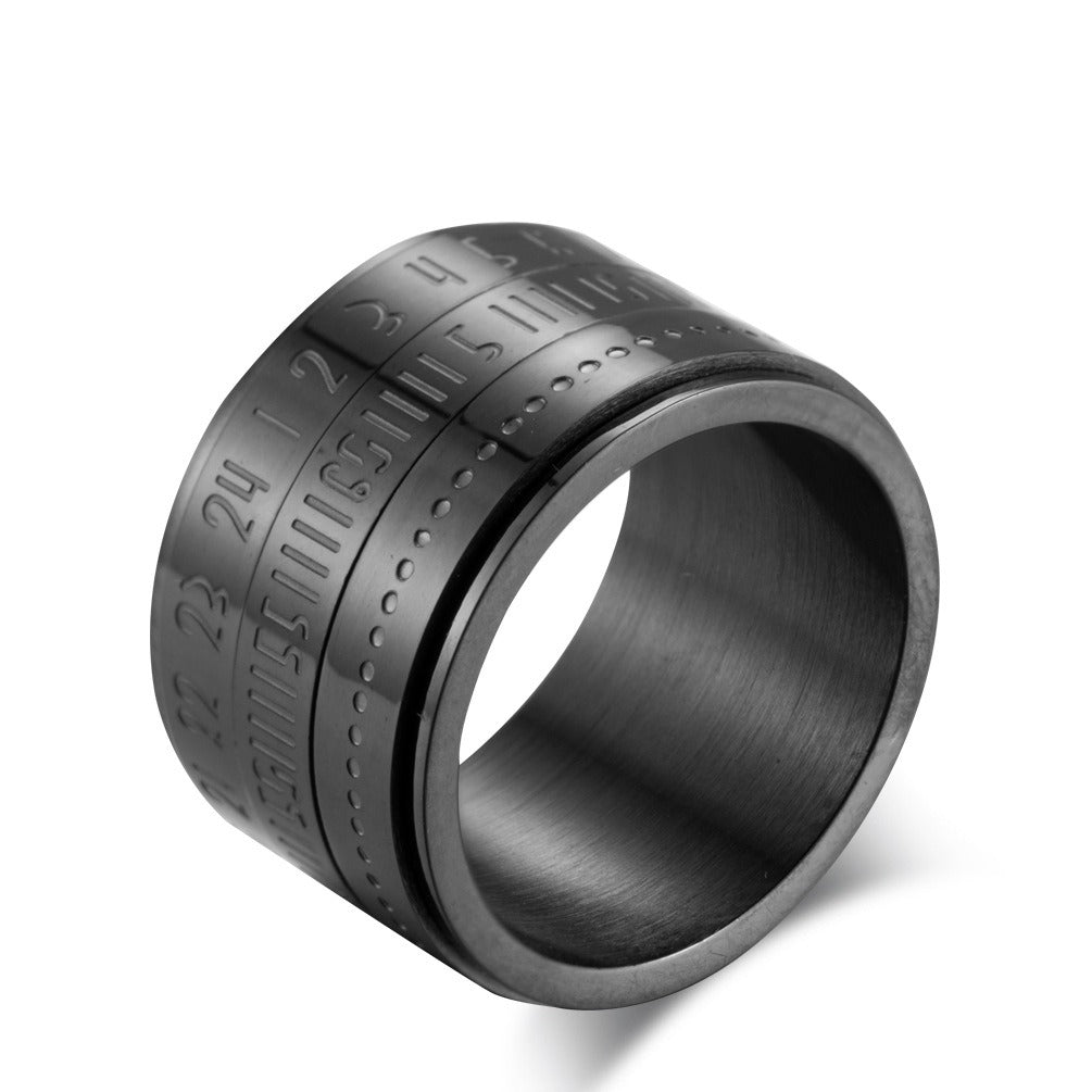 Kemstone Number Spinner Ring for Men Stainless Steel 14MM Wide Band  K-R123