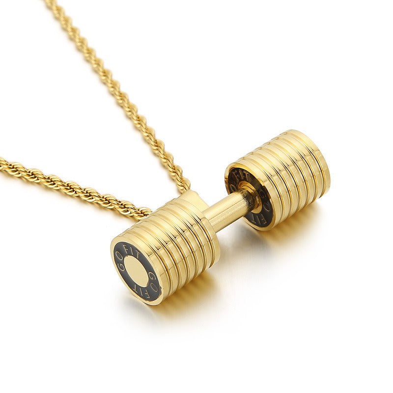 Kemstone Titanium Steel Dumbbell Pendant Necklace – Gym Strength Style for Men KP96967