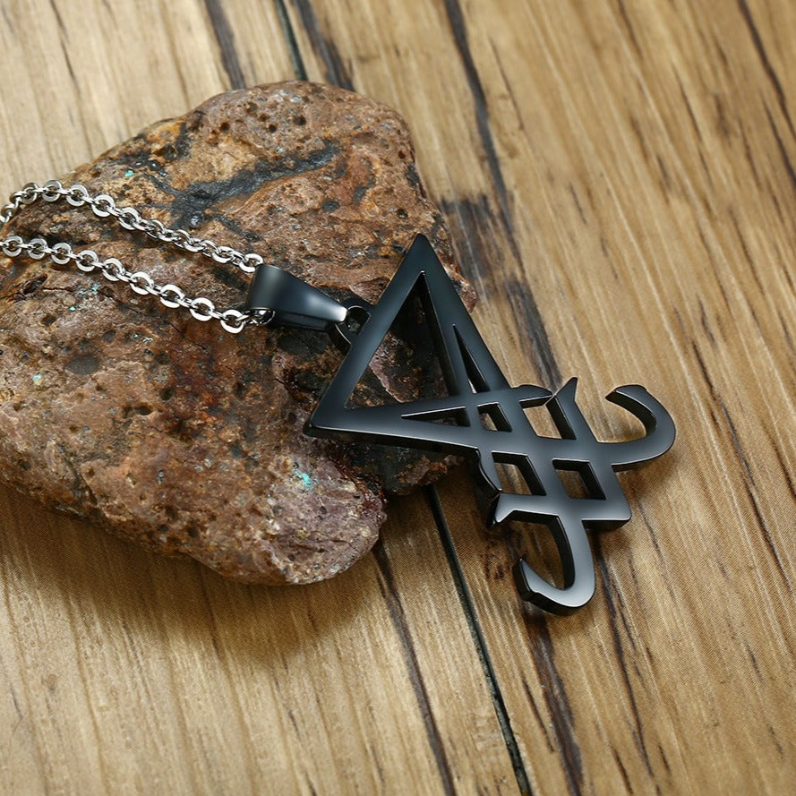 Kemstone Geometric Triangle Pendant Necklace for Men Stainless Steel Vertical Minimal Design