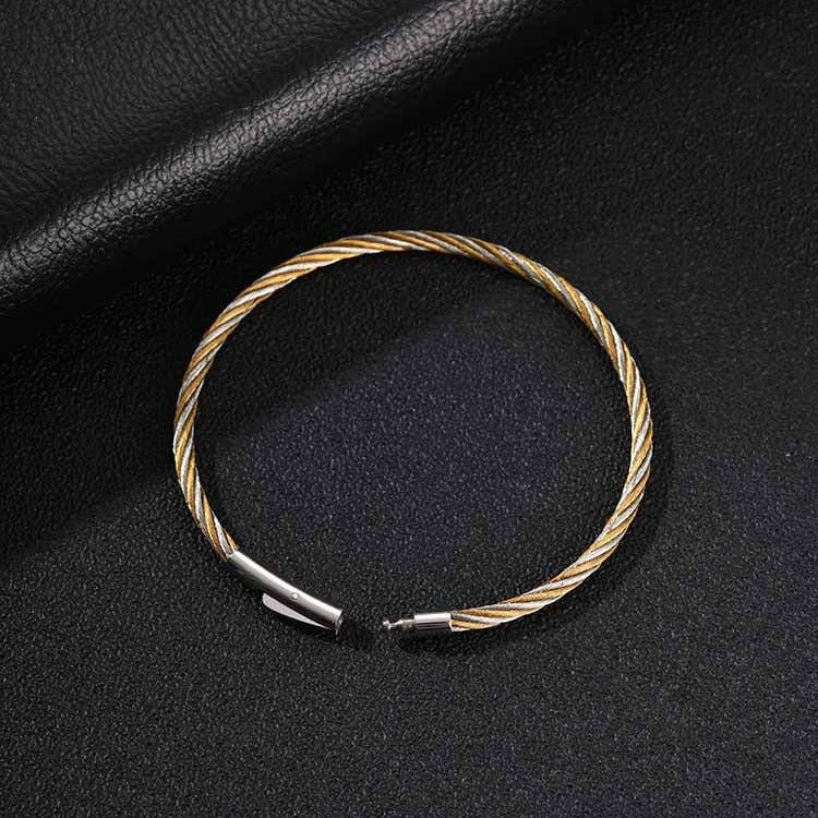 Kemston Twisted Rope Bracelet for Men Stainless Steel Cable Texture B-773
