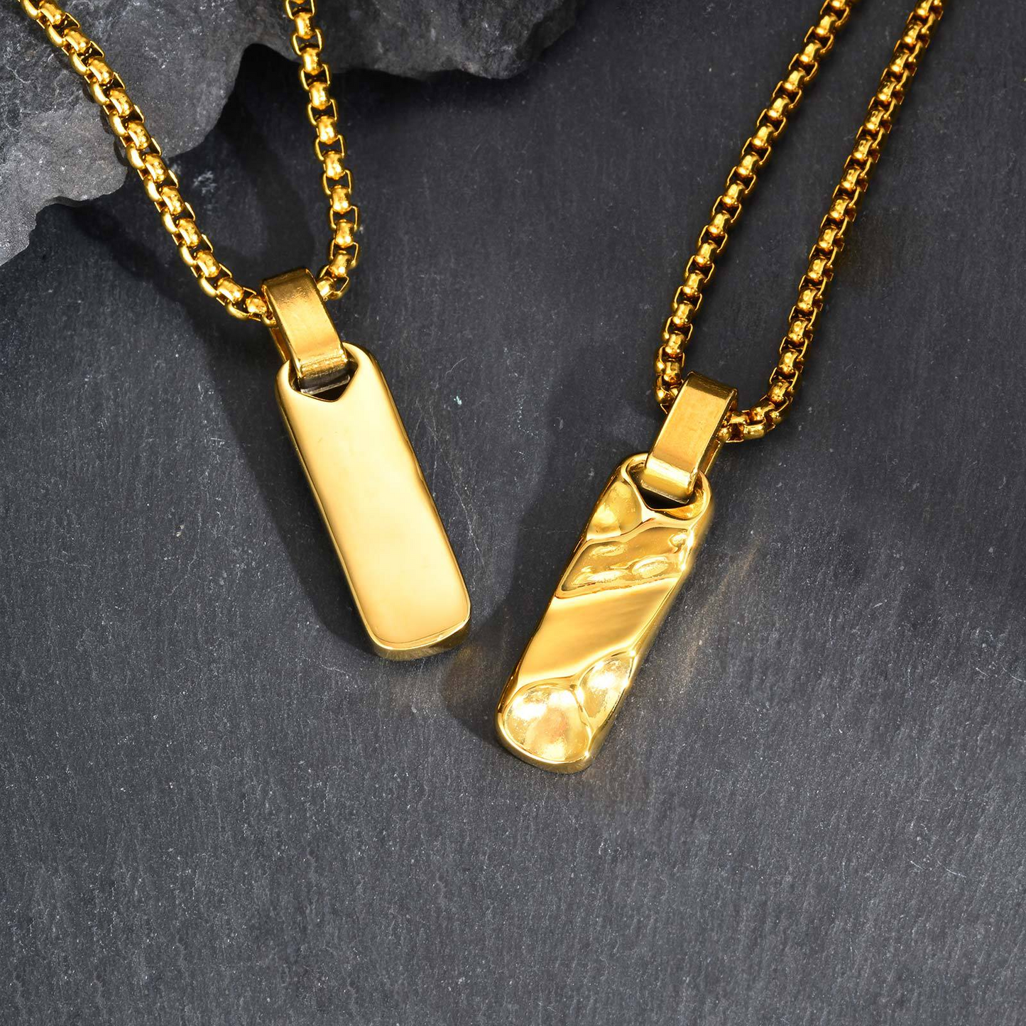 Kemstone Stainless Steel Geometric Bar Pendant Necklace for Men & Women PN-2272