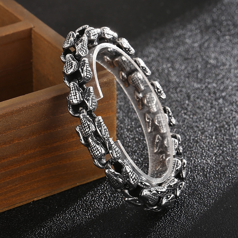 Kemstone Snake Head Bracelet for Men Titanium Steel Vintage Animal Jewelry KB155325-KJX