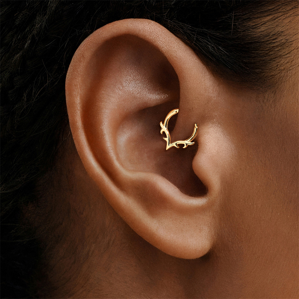 Kemstone S925 Sterling Silver Deer Antler Cartilage Hoop for Women Cubic Zirconia 60266661344C