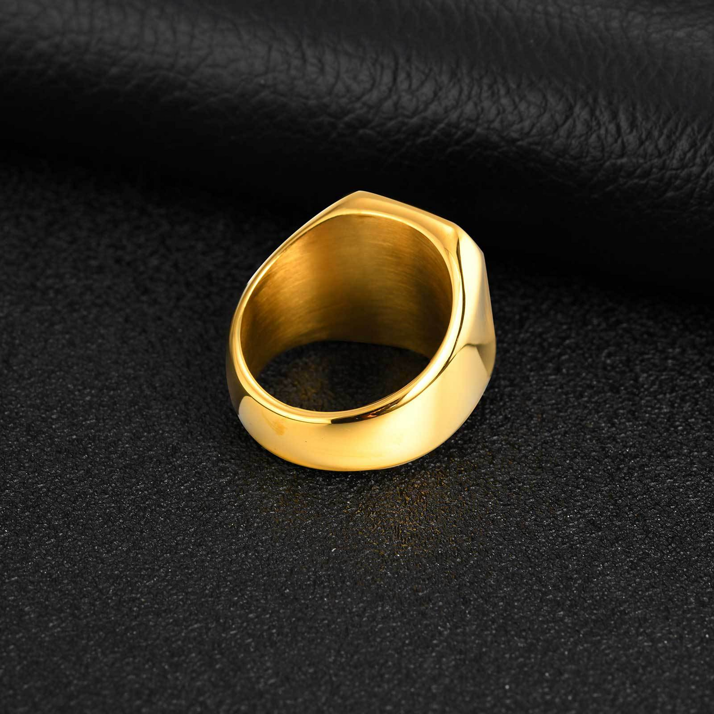 Kemstone Stainless Steel Eagle Signet Ring – Laser Engraved Rune Design for Men RC-294