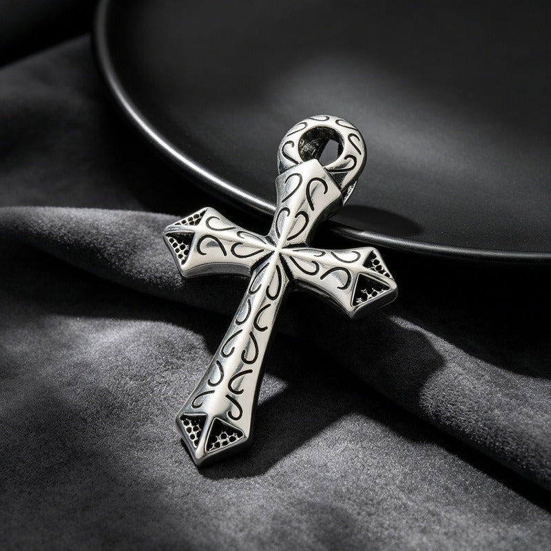 Kemstone Stainless Steel Gothic Skull Cross Pendant Necklace for Men Punk KP118631-LU