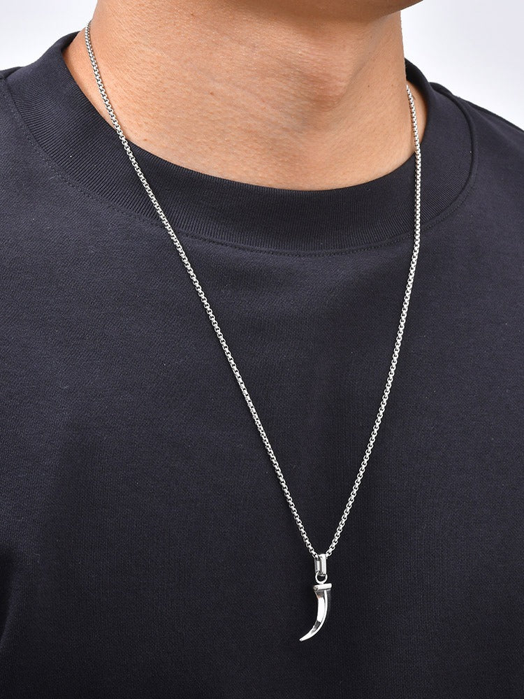 Kemstone Stainless Steel Horn Pendant Necklace for Men Punk Vintage Style PN2451