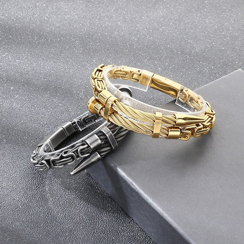 Kemstone Men’s Titanium Steel Cable Nail Punk Chain Bracelet KB208453-KFC