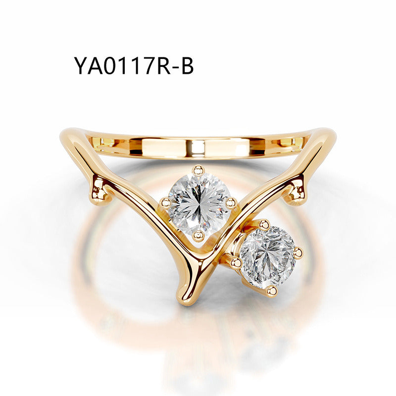 Kemstone Flora Series Moissanite Rings for Women | 2 Carat D-E Color VVS Clarity | 18K Gold Plated S925 Sterling Silver