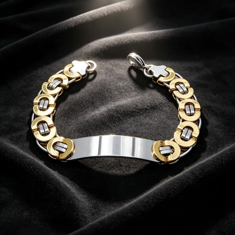 Kemstone Titanium Steel ID Bracelet for Men Curved Plate KB215057-JG