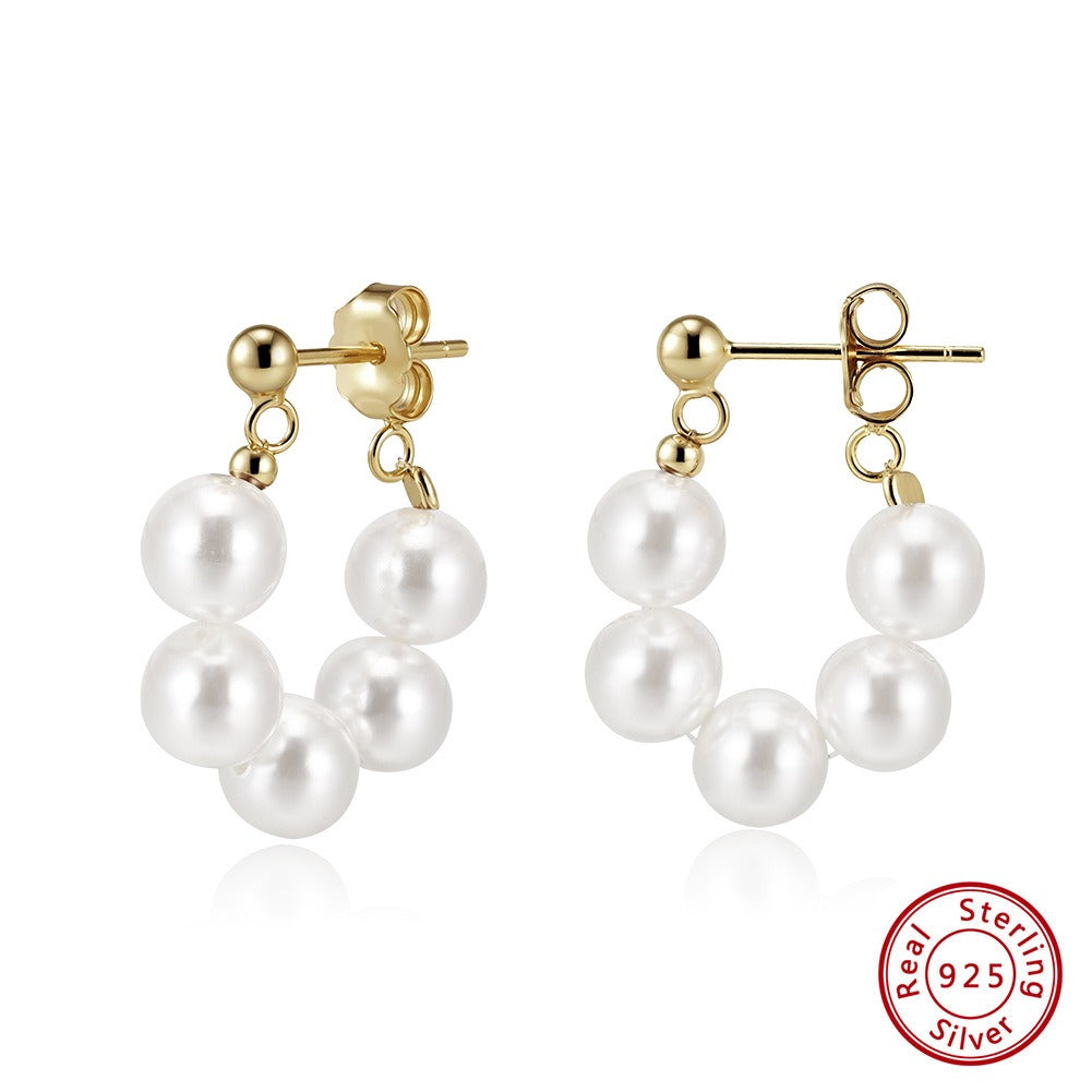 Kemstone Shell Pearl Drop Earrings for Women – 925 Sterling Silver PSE08