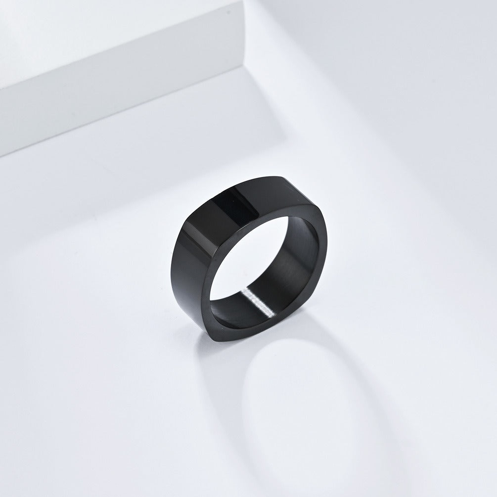 Kemstone Stainless Steel Square Ring for Men & Women – Bold Minimalist Jewelry K-R871