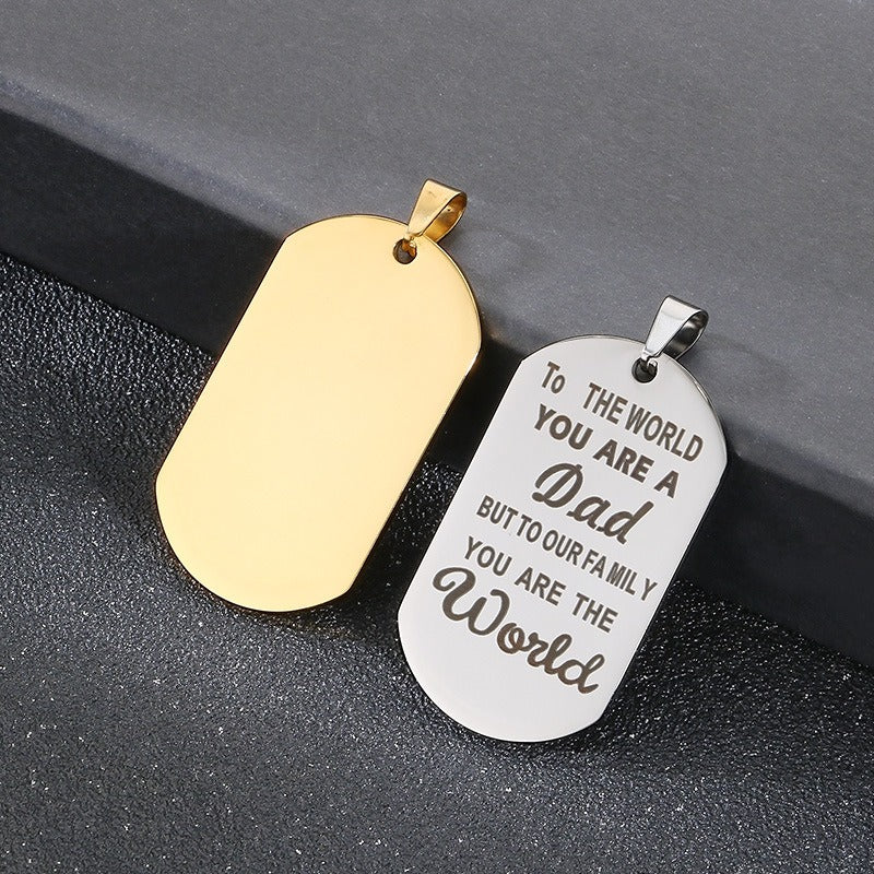 Kemstone Titanium Steel Dad Message Tag Necklace – Father’s Day Gift KP100218-Z