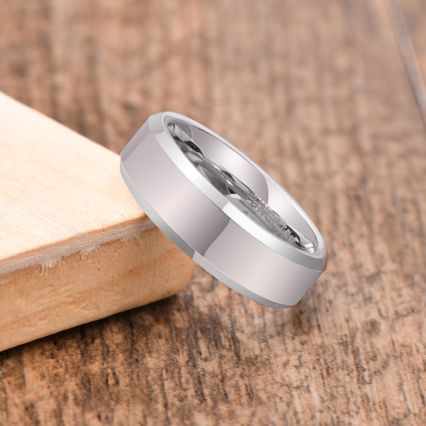 Kemstone Tungsten Carbide Ring for Men – Faceted Edge Gold Tone TCR-013