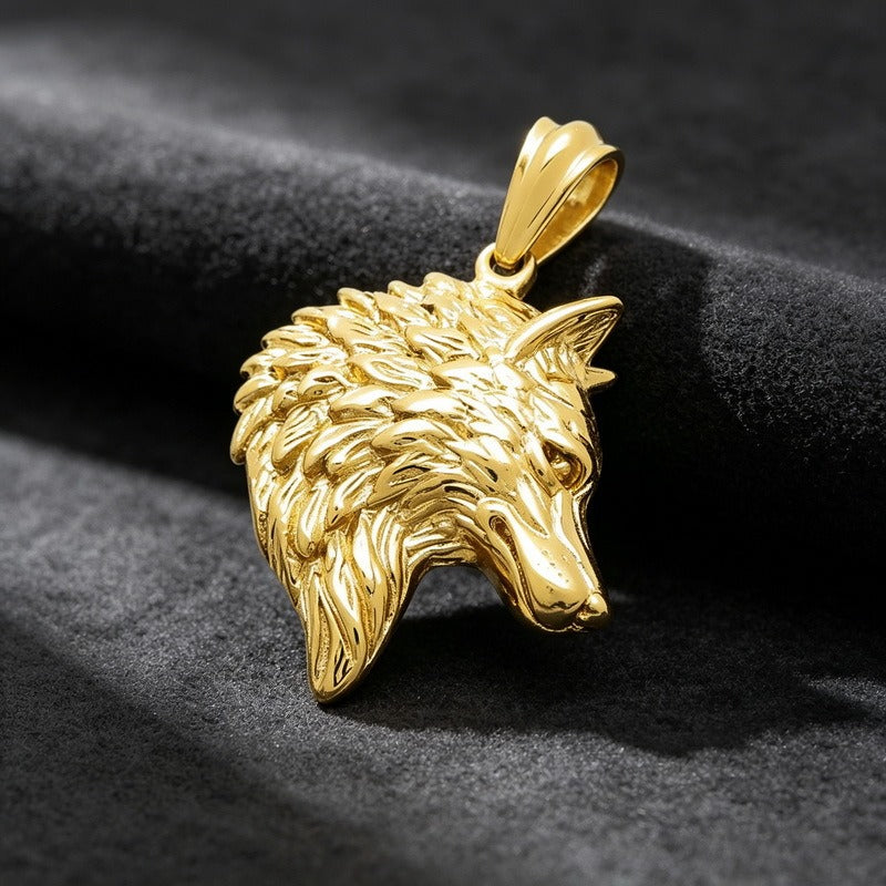Kemstone Titanium Steel Wolf Head Pendant Necklace for Men Vintage Animal Charm KP117150-KJX