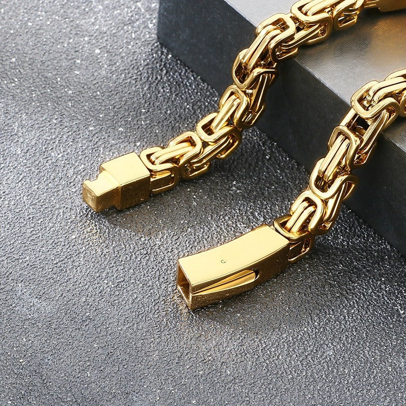 Kemstone Titanium Steel Lion Head Cuban Bracelet for Men KB208296-KFC